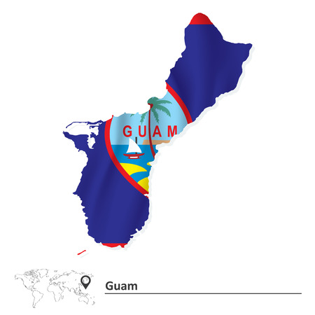 Map of Guam with flag - vector illustrationのイラスト素材