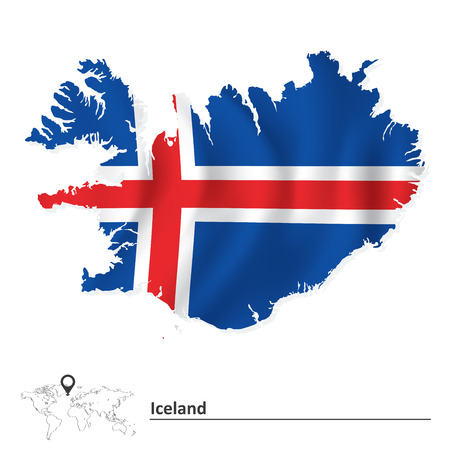 Map of Iceland with flag - vector illustrationのイラスト素材