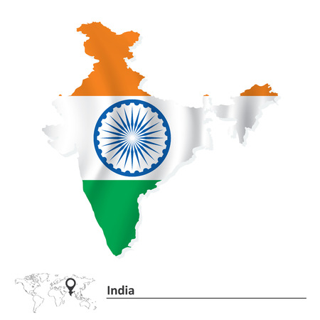 Map of India with flag - vector illustrationのイラスト素材