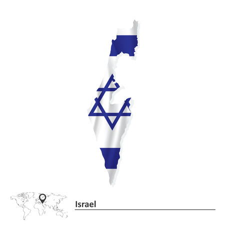 Map of Israel with flag - vector illustrationのイラスト素材