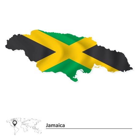 Map of Jamaica with flag - vector illustrationのイラスト素材