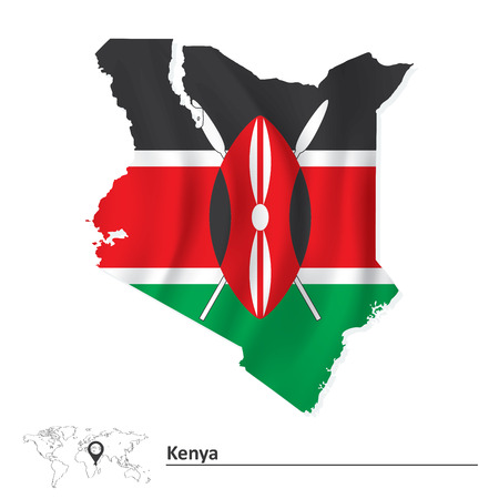 Map of Kenya with flag - vector illustrationのイラスト素材