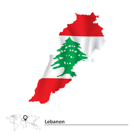 Map of Lebanon with flag - vector illustrationのイラスト素材