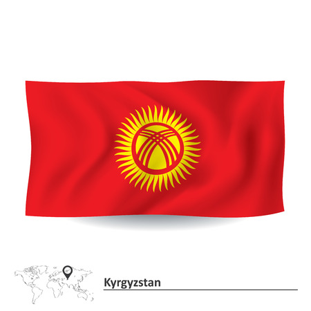 Flag of Kyrgyzstan - vector illustrationのイラスト素材