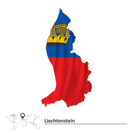 Map of Liechtenstein with flag - vector illustrationのイラスト素材