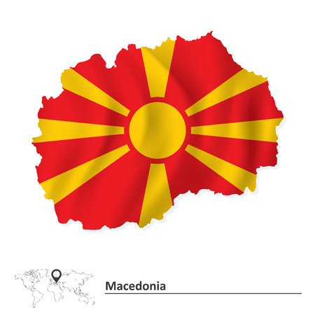 Map of Macedonia with flag - vector illustrationのイラスト素材