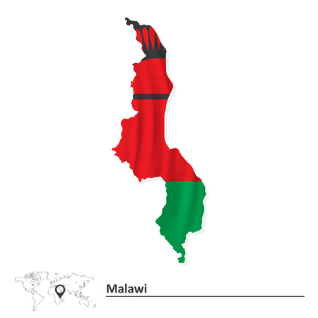Map of Malawi with flag - vector illustrationのイラスト素材