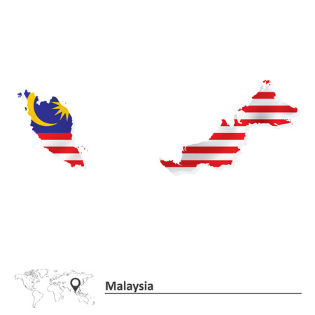 Map of Malaysia with flag - vector illustrationのイラスト素材