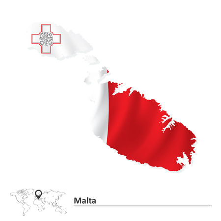 Map of Malta with flag - vector illustrationのイラスト素材