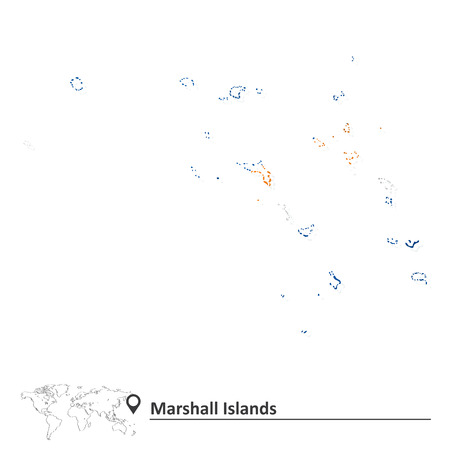 Map of Marshall Islands with flag - vector illustrationのイラスト素材