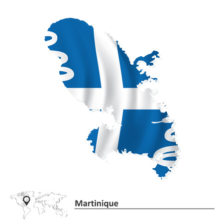 Map of Martinique with flag - vector illustrationのイラスト素材