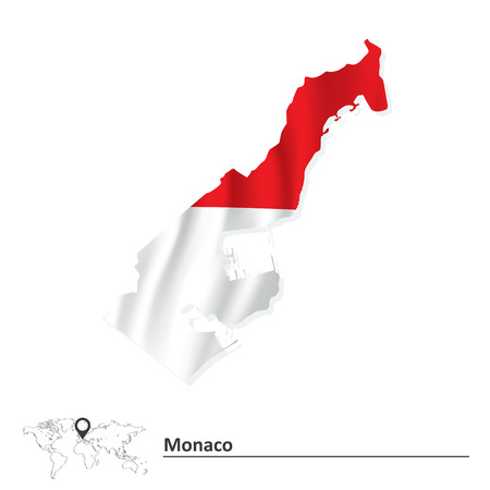 Map of Monaco with flag - vector illustrationのイラスト素材