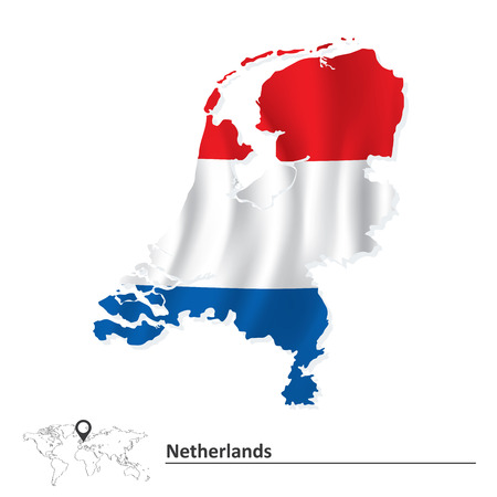 Map of Netherlands with flag - vector illustrationのイラスト素材