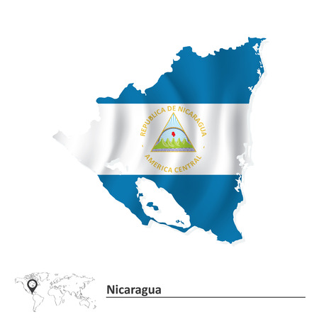 Map of Nicaragua with flag - vector illustrationのイラスト素材