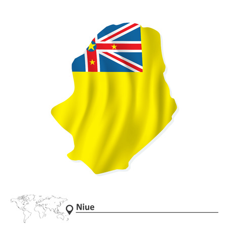 Map of Niue with flag - vector illustrationのイラスト素材