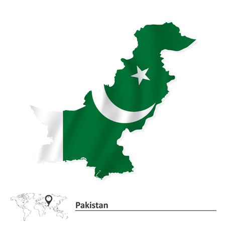 Map of Pakistan with flag - vector illustrationのイラスト素材