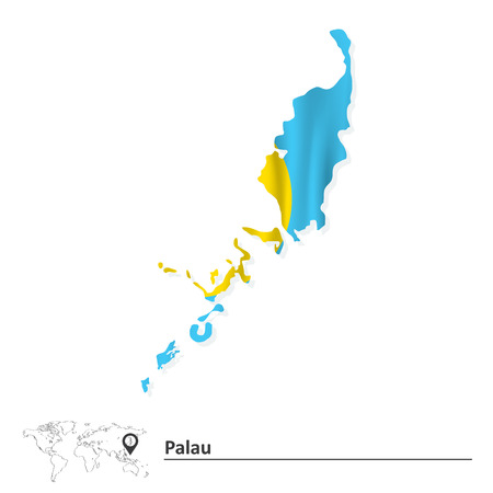 Map of Palau with flag - vector illustrationのイラスト素材