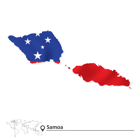 Map of Samoa with flag - vector illustrationのイラスト素材