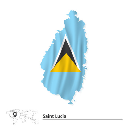 Map of Saint Lucia with flag - vector illustrationのイラスト素材