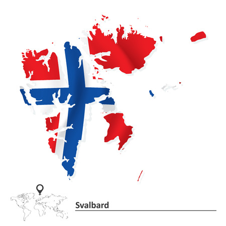 Map of Svalbard with flag - vector illustrationのイラスト素材
