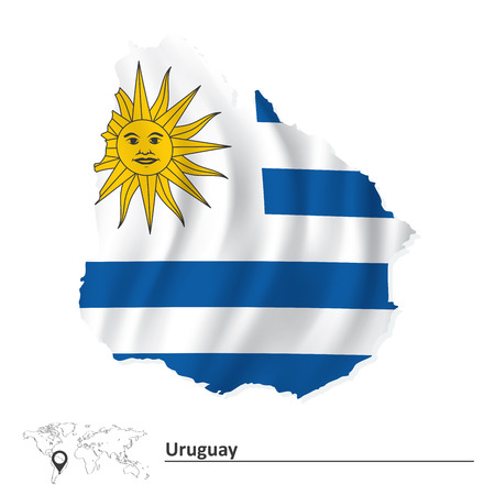 Map of Uruguay with flag - vector illustrationのイラスト素材