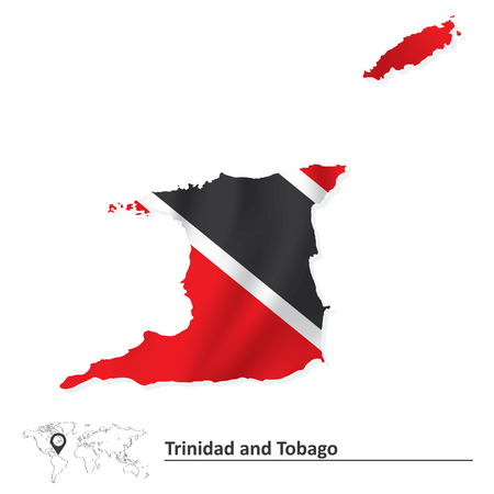 Map of Trinidad and Tobago with flag - vector illustrationのイラスト素材