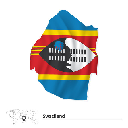 Map of Swaziland with flag - vector illustrationのイラスト素材