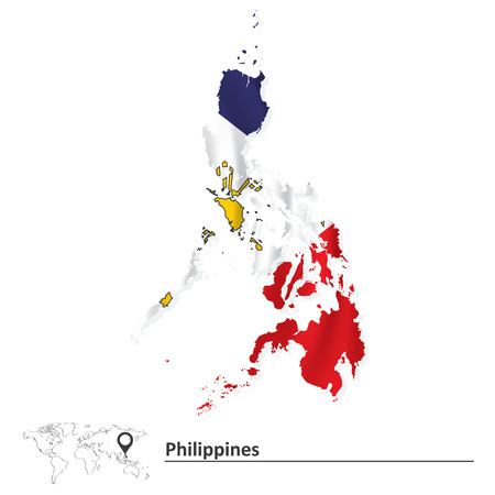 Map of Philippines with flag - vector illustrationのイラスト素材