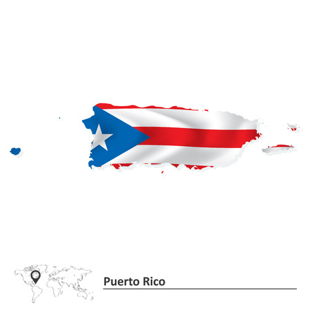 Map of Puerto Rico with flag - vector illustrationのイラスト素材