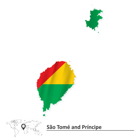 Map of Sao Tome and Principe with flag - vector illustrationのイラスト素材