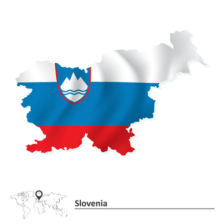 Map of Slovenia with flag - vector illustrationのイラスト素材