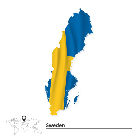 Map of Sweden with flag - vector illustrationのイラスト素材