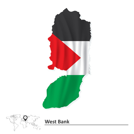 Map of West Bank with flag - vector illustrationのイラスト素材