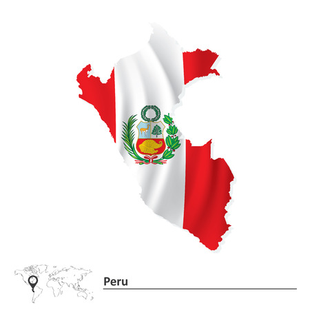 Map of Peru with flag - vector illustrationのイラスト素材