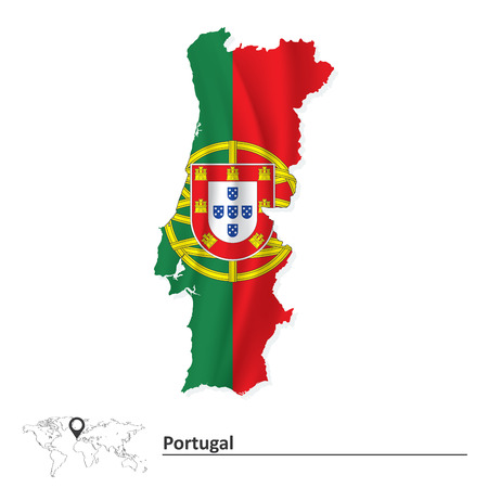 Map of Portugal with flag - vector illustrationのイラスト素材