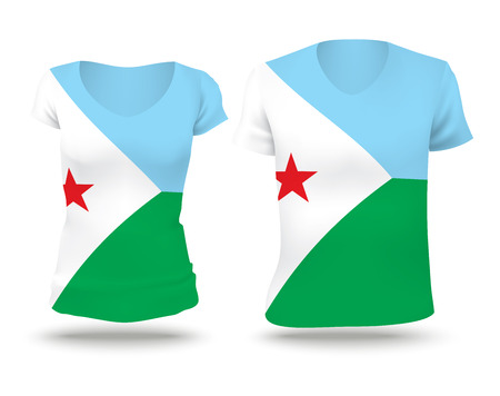Flag shirt design of Djibouti - vector illustrationのイラスト素材
