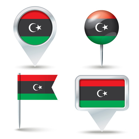Map pins with flag of Libya - vector illustrationのイラスト素材