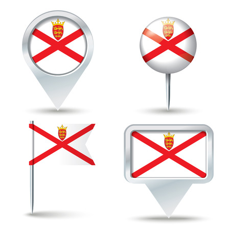 Map pins with flag of Jersey - vector illustrationのイラスト素材