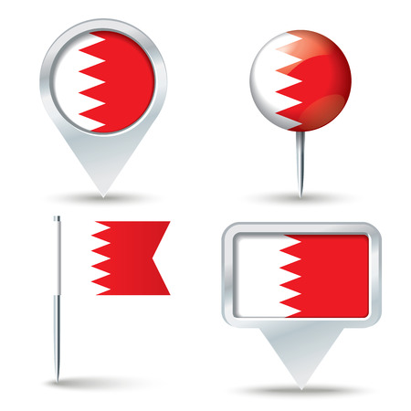 Map pins with flag of Bahrain - vector illustrationのイラスト素材
