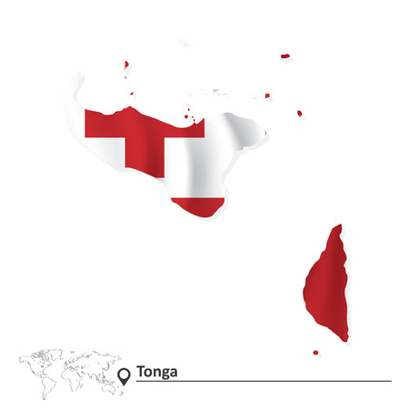 Map of Tonga with flag illustrationのイラスト素材