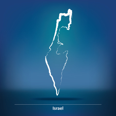 Doodle Map of Israel - vector illustrationのイラスト素材