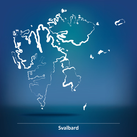 Doodle Map of Svalbard - vector illustrationのイラスト素材
