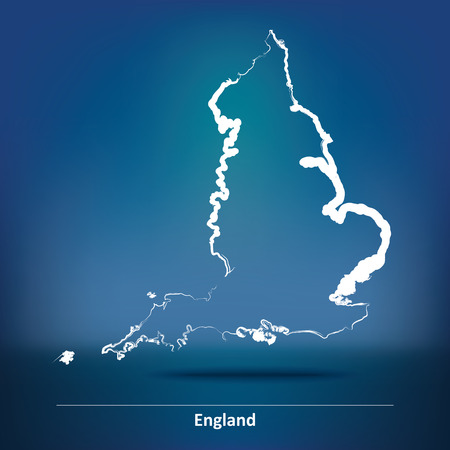 Doodle Map of England - vector illustrationのイラスト素材