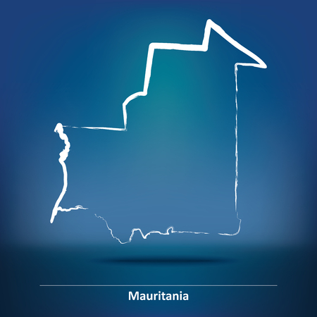 Doodle Map of Mauritania - vector illustrationのイラスト素材