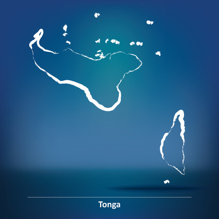 Doodle Map of Tonga - vector illustrationのイラスト素材