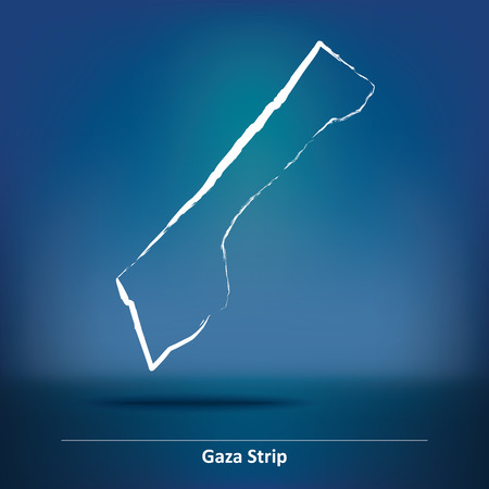 Doodle Map of Gaza Strip - vector illustrationのイラスト素材