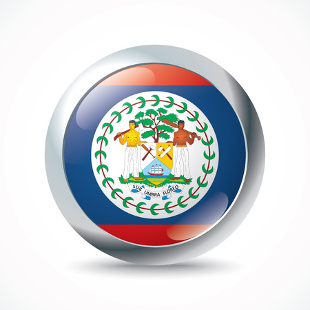Belize flag button - vector illustrationのイラスト素材