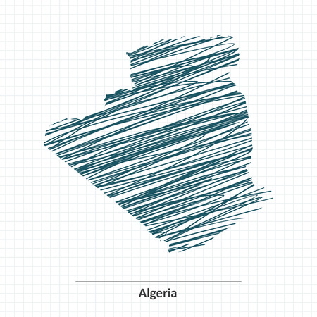 Doodle sketch of Algeria map - illustrationのイラスト素材