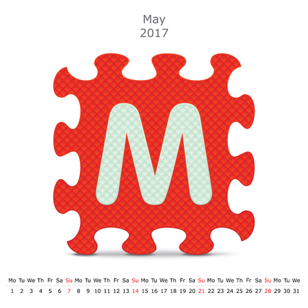 May 2017 puzzle calendar - illustrationのイラスト素材