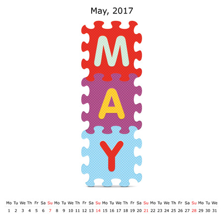 May 2017 puzzle calendar -  illustrationのイラスト素材